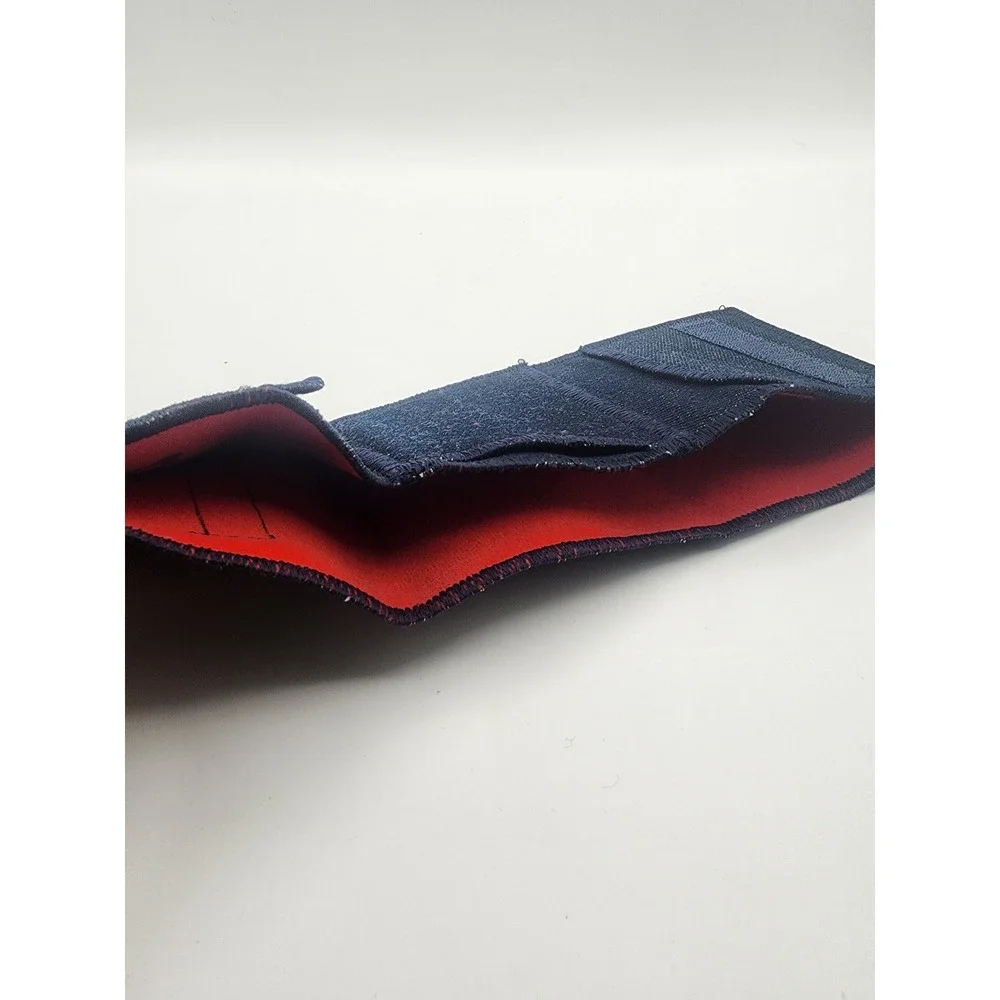 Dark Wash Denim Trifold Wallet Hook and Loop Closure OS set of 4